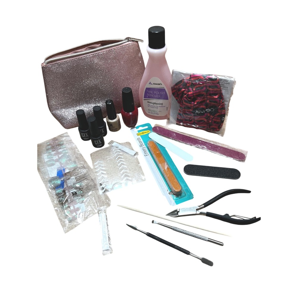 Manicure Set OPI GEK Gel Polish Nail Care Kit with Tools and Glitter Bag Multi